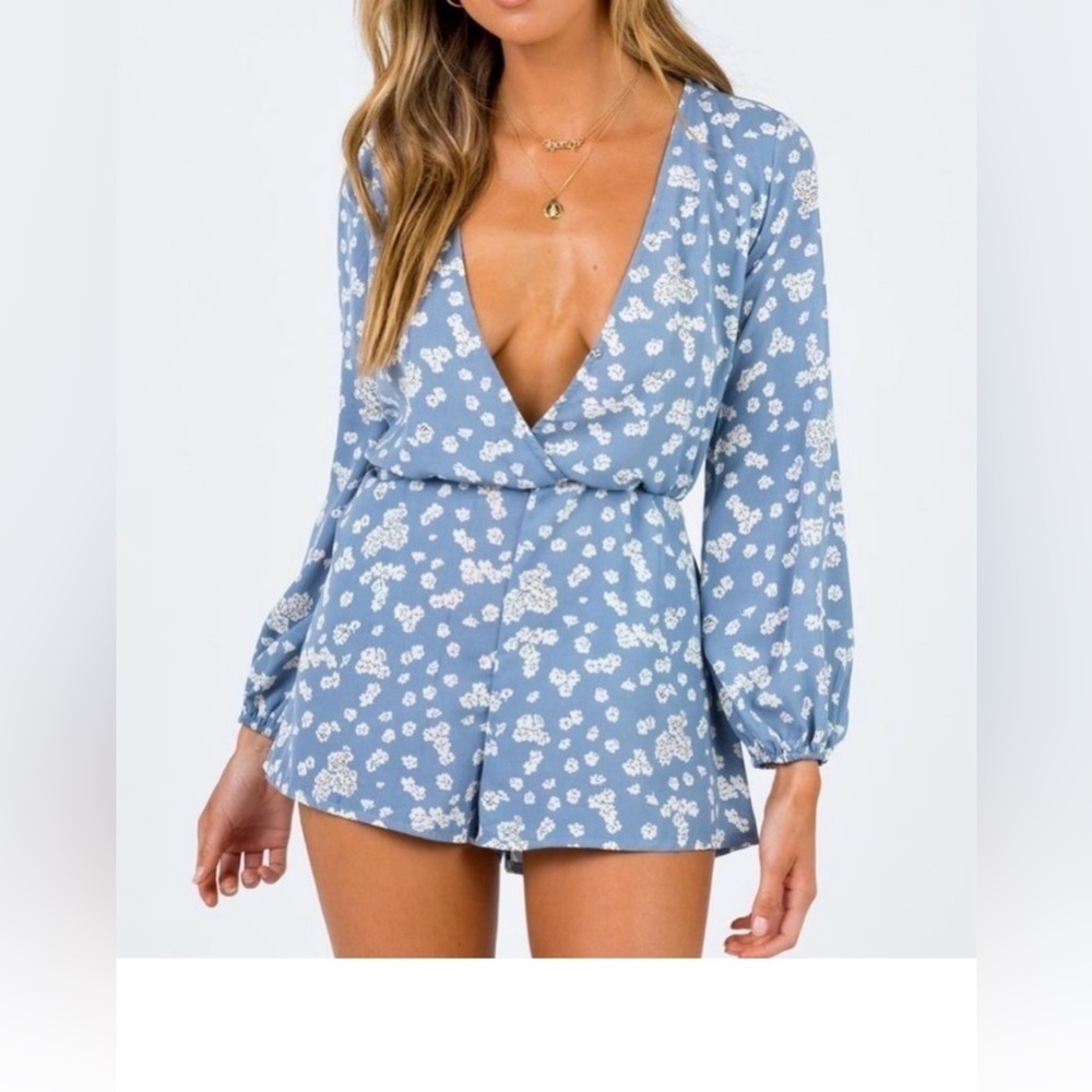 NWT Princess Polly Deauville Playsuit Blue Playsuit Romper